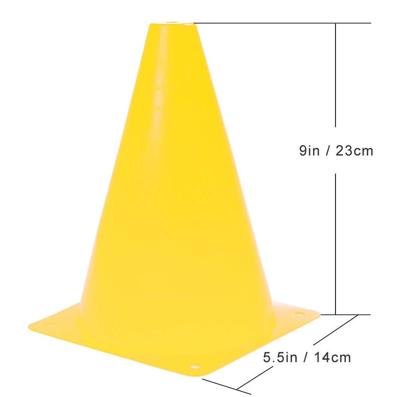 Fragraim 9 Inch Plastic Training Traffic Cones, Sport Cones, Agility Field Marker Cones for Soccer Basketball Football Drills Training, Outdoor Activity or Events - 10 Pack, Yellow - Image 4